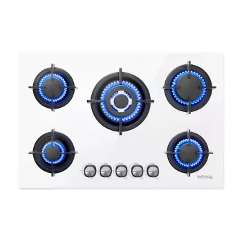 Placa de gas ISEASY MGBG-775 con 5 quemadores (blanca)