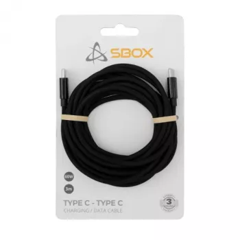 Cable USB Type-C SBOX 3 m, Type-C a Type-C, negro