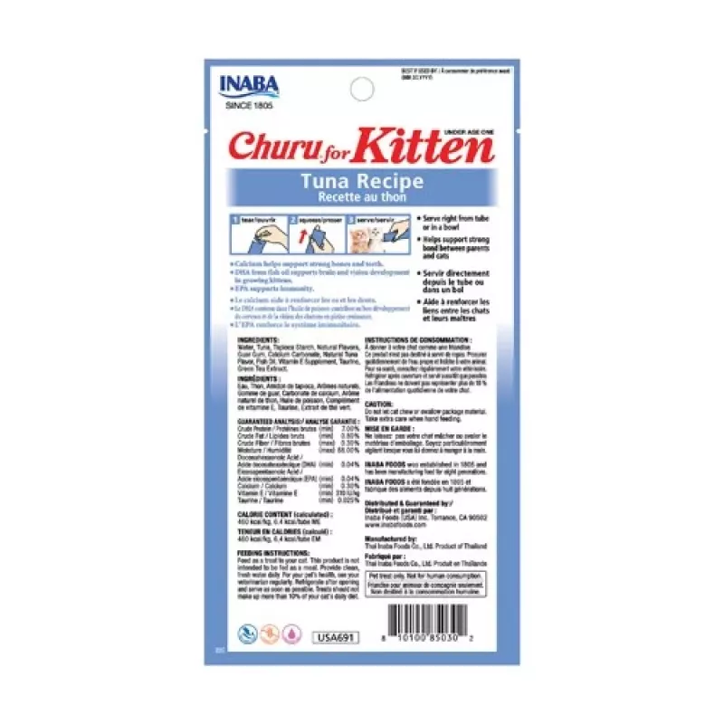INABA Churu Kitten Receta de atún - Snacks para gatos - 4x14 g