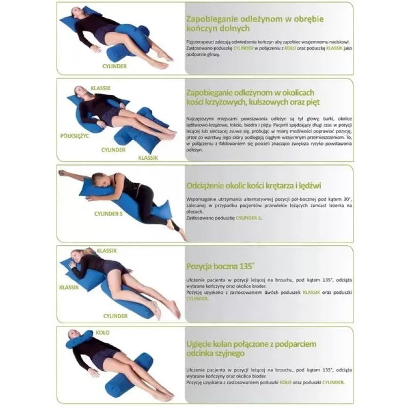 Cojín de posicionamiento en forma de media luna para cama de fibra de silicona azul