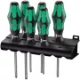 Wera 335/350/367/7 Kraftform juego de destornilladores con soporte, 7 uds., Lasertip, plano/Phillips/Pozidriv