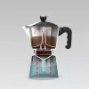 Cafetera moka Maestro MR-1666-6 negra — cafetera espresso manual para fogones, 6 tazas, 300 ml, aluminio negro