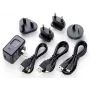Fuente de alimentación Tascam PS-P520U, interior universal 100–240V a 5V 2A, coaxial/Micro-USB/USB-C, negra
