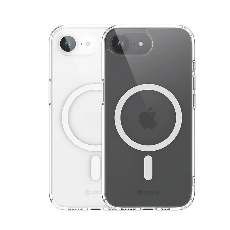 Funda MagSafe transparente Crong para iPhone 16e – funda protectora transparente, compatible con MagSafe