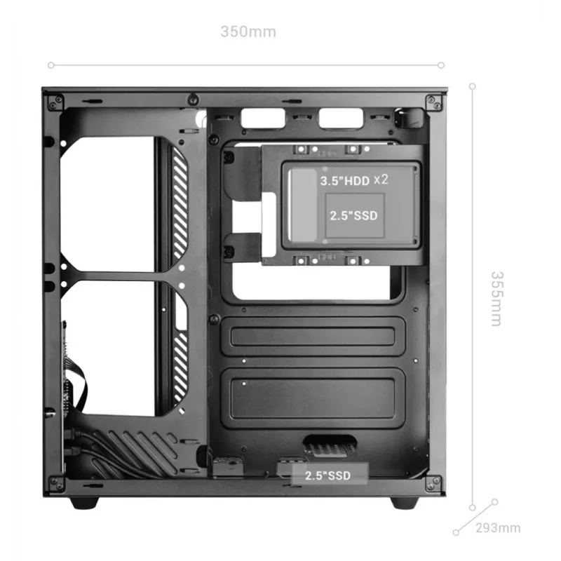 Caja de PC semitorre TACENS Mars Gaming MC-INFINIOLITE, negra, cristal templado, compatible con ATX/Micro-ATX/Mini-ITX, ventilador de 120 mm