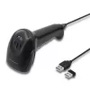 Lector de códigos de barras de mano QOLTEC 50868 — escáner láser 1D/2D, USB con cable e inalámbrico, distancia de trabajo 600 mm, negro