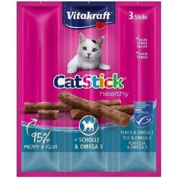 Vitakraft CatStick Mini snacks para gatos con platija y Omega-3, 3 uds.