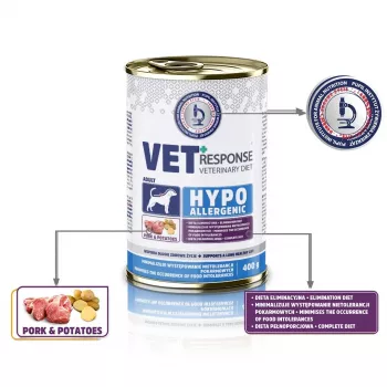 VET RESPONSE Hipoalergénico Cerdo - Comida húmeda para perros - 400 g