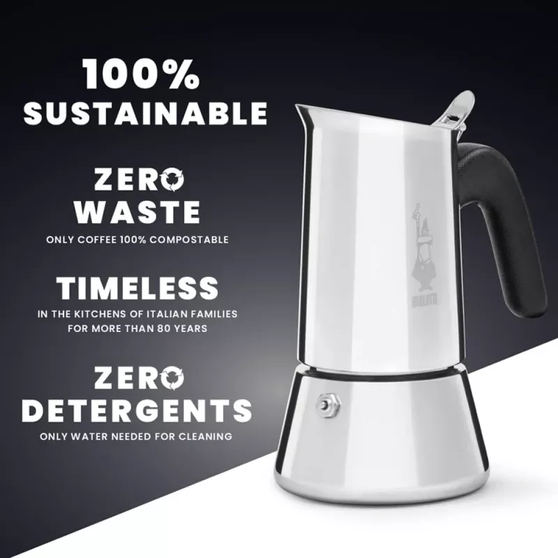 Cafetera moka BIALETTI Venus Box 0,1 L Acero inoxidable, 2 tazas, Mango de polipropileno