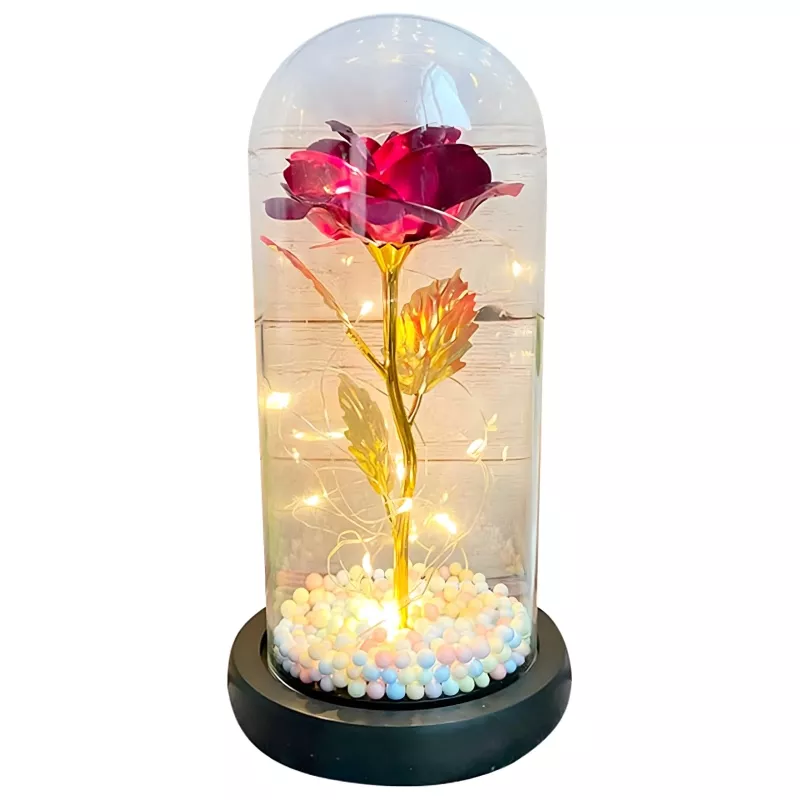 Rosa eterna en cristal Extralink Home, LED rojo luminoso