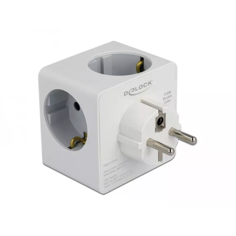 Adaptador de enchufe tipo F DeLOCK 11496 2 puertos USB 5 V 2,4 A 3 A