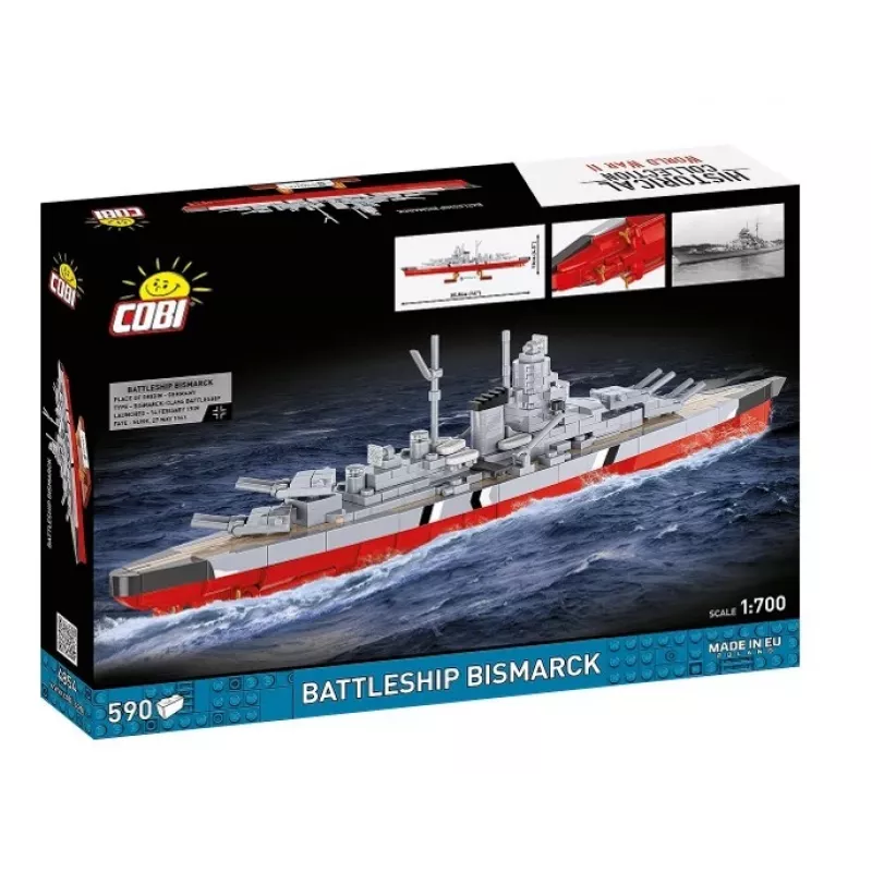 Set de construcción Cobi acorazado Bismarck modelo, 590 piezas