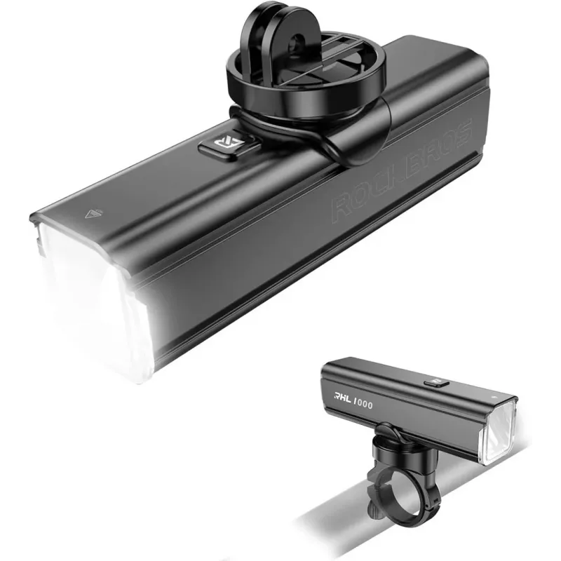 Rockbros RHL1000 24610002001 1000 lm luz frontal para bicicleta + cable USB-C a USB-A, negro