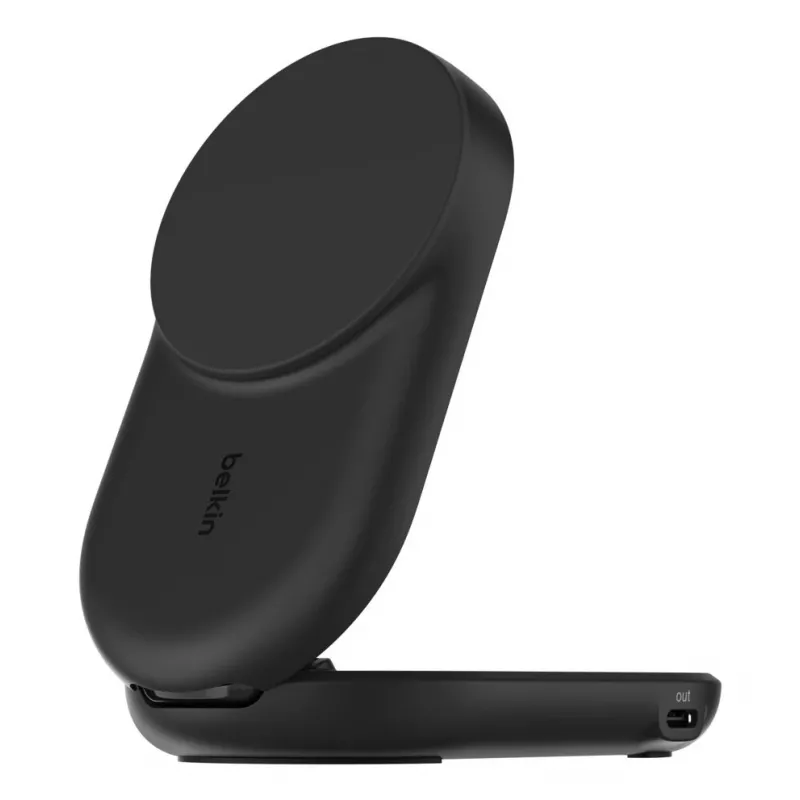 Cargador de interior Belkin UltraCharge 25w Qi2 2en1 Magnético USB-C negro redondo