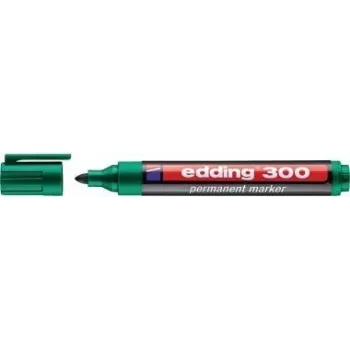 Rotulador permanente Edding 300 — punta verde, grosor de trazo 1,5 mm, pack de 10