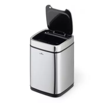 Papelera Durable NO TOUCH 6L rectangular acero inoxidable plateado negro
