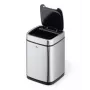 Papelera Durable NO TOUCH 6L rectangular acero inoxidable plateado negro