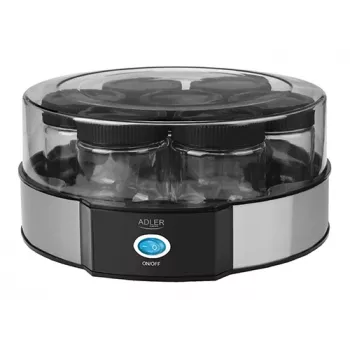 Yogurtera Adler AD 4476 — 7 vasos, 42 °C, 20 W, gris/negro/transparente