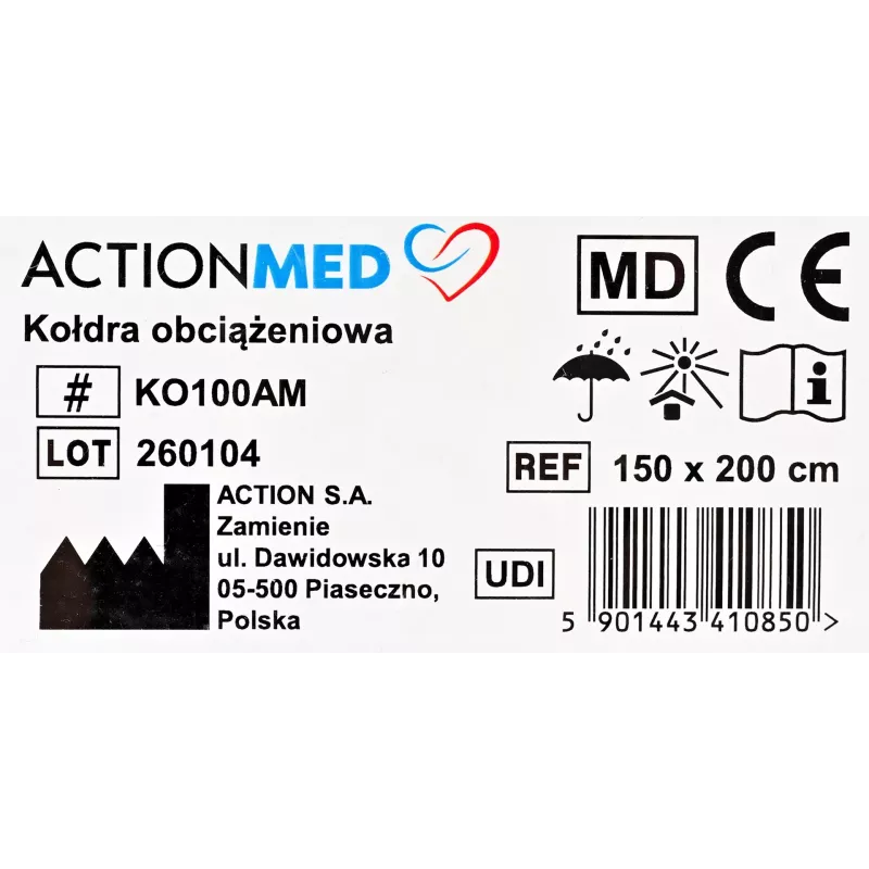 Manta ponderada ActionMed KO100AM — ayuda terapéutica para dormir, manta de presión