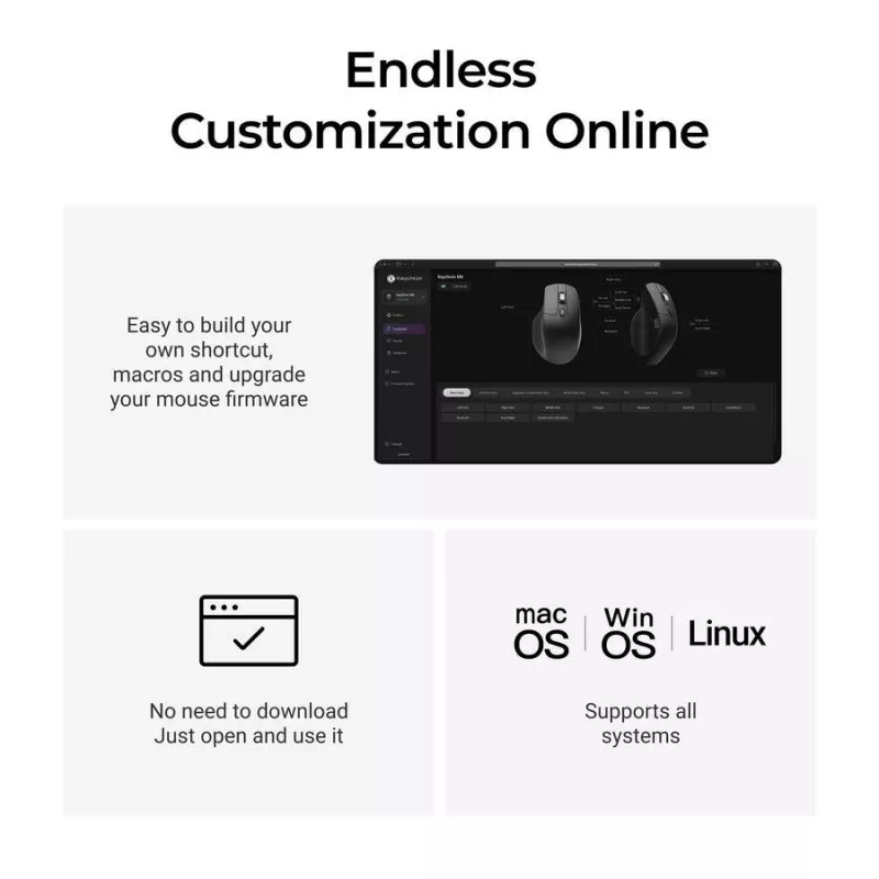 Ratón Keychron M6 para diestros universal — óptico, RF inalámbrico + Bluetooth + USB-C, 30000 DPI, negro