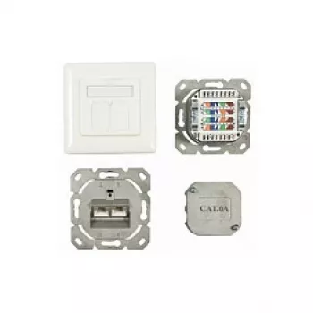 Synergy 21 S216357 - 2 x RJ-45 - 6a - blanco - 50 mm - 50 mm - 5,6 cm