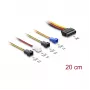 Cable de alimentación DELOCK SATA 15 pines a 4×2 pines ventilador (12 V / 7 V / 5 V), 20 cm