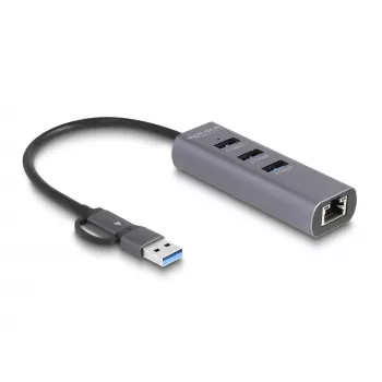 Estación de acoplamiento y replicador de puertos para portátil DeLOCK 64282 con cable USB 3.2 Gen 1 (3.1 Gen 1) Type-C gris (64282)