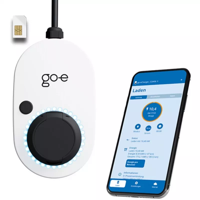 Charger Gemini 2.0, 22 kW (32A trifásico), wallbox blanco/negro, sin cable, 4G/LTE