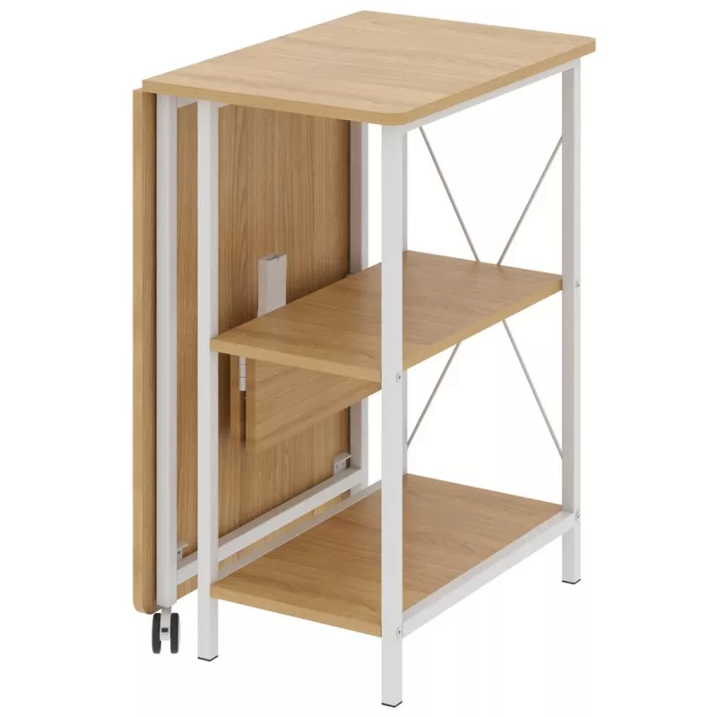 Escritorio plegable Maclean Loft, medidas: 107 x 45 x 75 cm, máx. 150 kg, con tablero, acabado haya claro, MC-411 W
