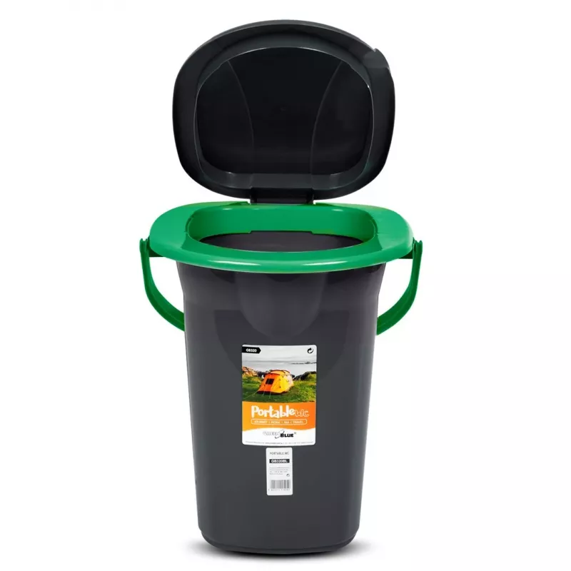 GreenBlue GB320BG inodoro portátil de camping tipo cubo, negro/verde