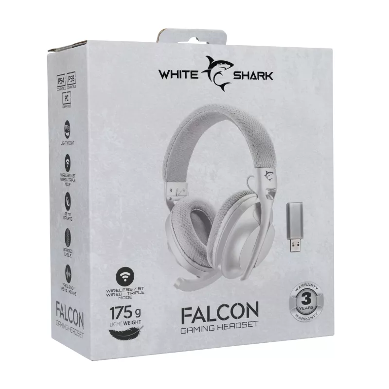 Auriculares White Shark WGH-2441 Falcon blanco/gris