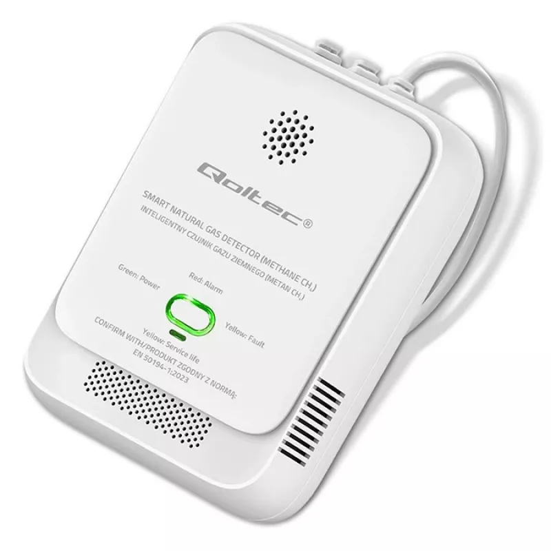 Sensor de fugas de gas QOLTEC NG 85dB LE — detector de gas natural (CH4), alarma acústica 85 dB