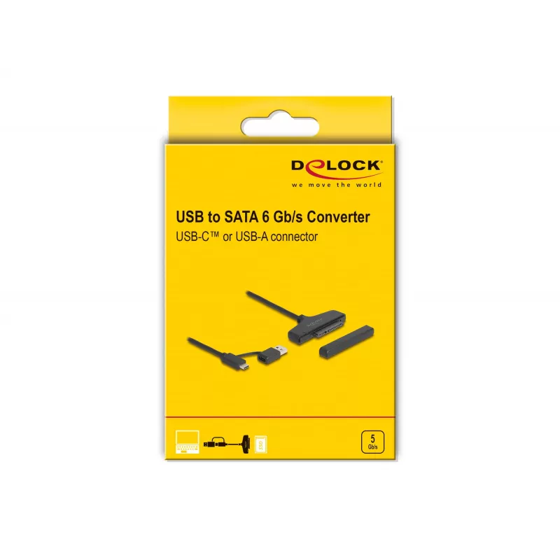 Convertidor DeLOCK USB a SATA 6 Gb/s USB Type-C Type-A 0,3 m