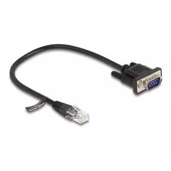 Delock cable serie RS-232, RJ45 macho a D-Sub 9 macho, 30 cm, negro