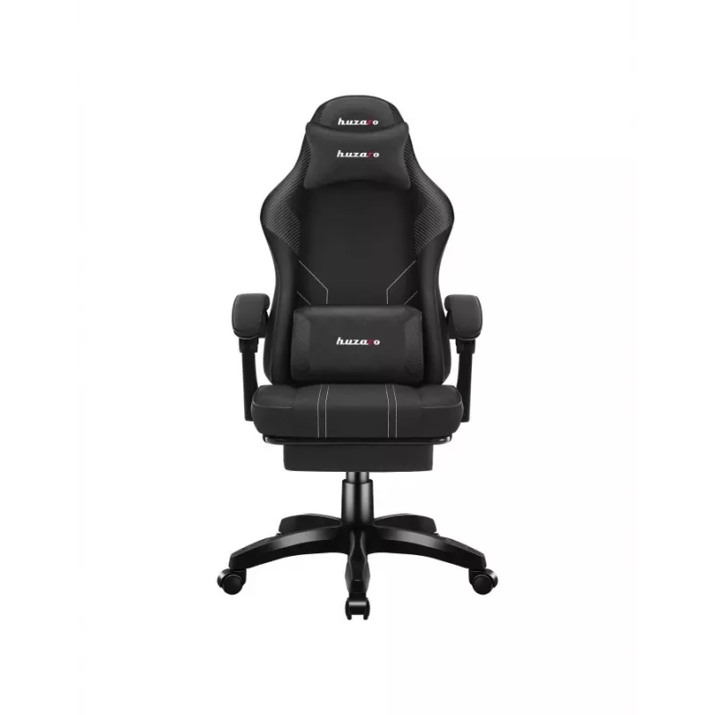 Silla gaming huzaro Force 3.7 Carbon negra — ergonómica, altura ajustable 107,5–116,5 cm, 5 ruedas, cojines lumbar y cervical