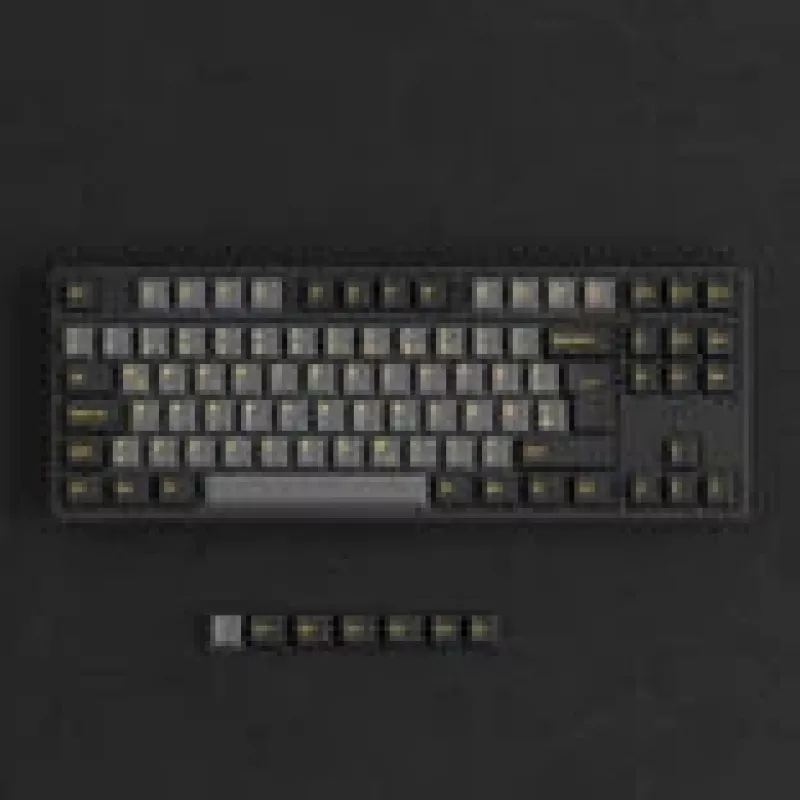 Teclado mecánico gaming AKKO Negro y Oro 5087S, interruptores Akko V3 Cream Yellow Pro, iluminación RGB