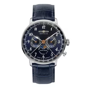 Reloj de cuarzo Zeppelin LZ129 Hindenburg 7036-3, caja de acero inoxidable, sumergible