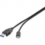 Cable USB 3.1 Renkforce 1460359 — 1x USB 3.0 Type-A a 1x USB-C, 0,50 m, negro