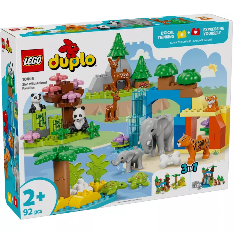 LEGO DUPLO Town Familias de animales salvajes 3 en 1 set de juego 10446 – 92 piezas, a partir de 2 años, 200×220×340 mm