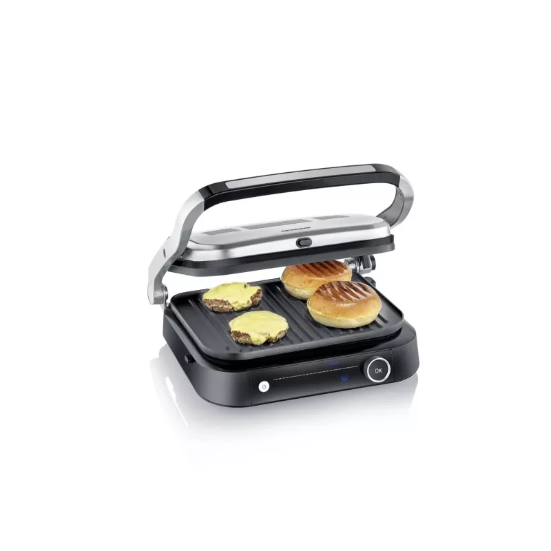Parrilla de contacto SEVINI Pro, KG 2395 (plateado/negro, 1.800 vatios)