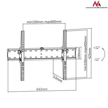 Maclean Mc-668 soporte de pared inclinable, hasta 40 kg, VESA 100x100 a 600x400