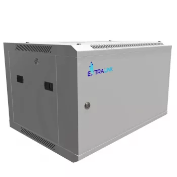 Extralink Armario rackmount 6U 600x450 ASP gris montado en pared, puerta metálica