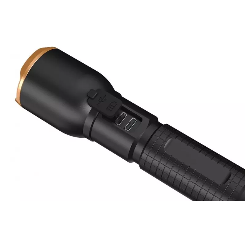 Linterna Duracell DF2500R — negra, linterna de mano recargable