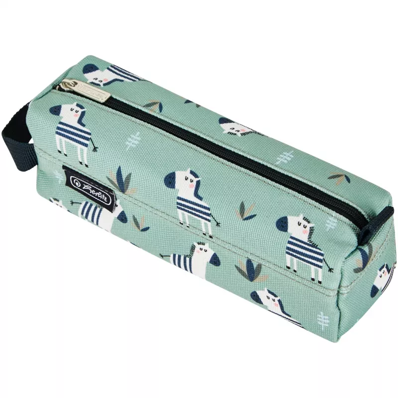 Estuche blando Herlitz Quattro Crazy Zebra Poliéster Negro Verde Blanco 215x70x80mm