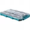 MAKTRAK organizador Flat M, caja de herramientas azul/transparente, tapa transparente