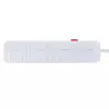 Regleta MACLEAN MCE392 W — 4 tomas de corriente F, 3×USB A, 110–240 V, 2,1 A máx., 2500 W, cable de 1,5 m, blanca