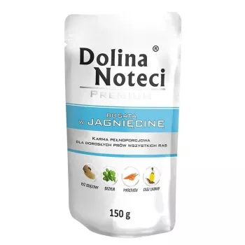 Comida húmeda para perros Dolina Noteci Lamb Adult 150 g bolsa, 12% proteína, 7,5% grasa, sin cereales