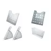 Expositor de folletos helit, DIN A4 vertical, transparente para montaje en pared o uso sobre mesa, ampliable por etapas (H6102502)