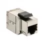Conector hembra en línea Keystone Cat6 apantallado, set de 8, EQUIP — formato plano, RJ-45, 17×35,5×24,4 mm, plateado