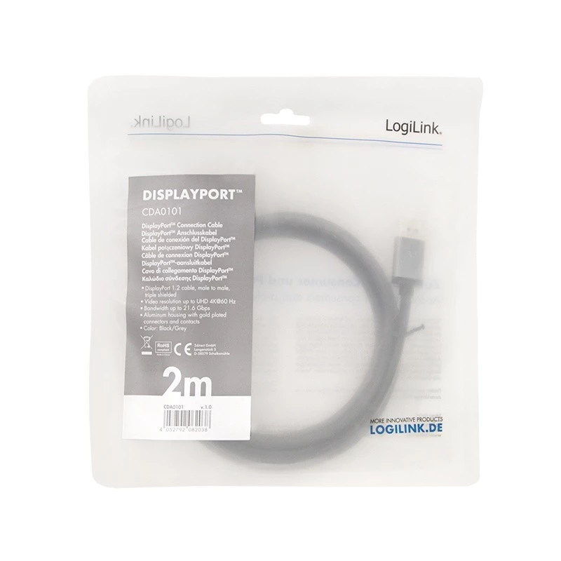 Cable DisplayPort LogiLink CDA0101 2 m negro gris